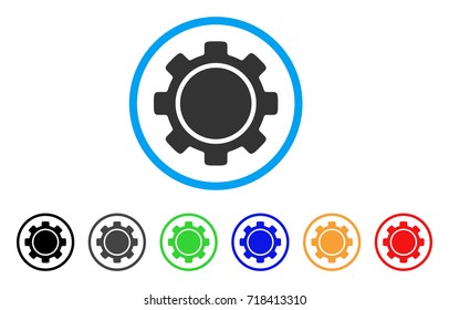 Gear rounded icon. Style is a flat gear gray symbol inside light blue circle with black, gray, green, blue, red, orange variants. Vector designed for web and software interfaces.