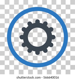 Gear rounded icon. Vector illustration style is flat iconic bicolor symbol inside a circle, smooth blue colors, transparent background. Designed for web and software interfaces.