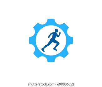 Gear Run Icon Logo Design Element