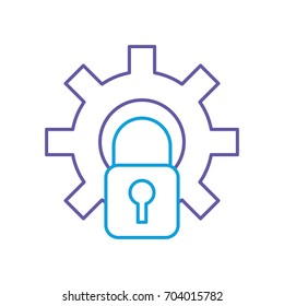 gear with safe padlock isolated icon