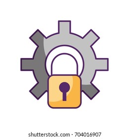 gear with safe padlock isolated icon