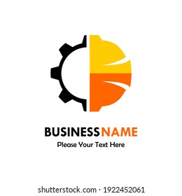 Gear with safety helm logo template illustration