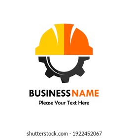 Gear With Safety Helm Logo Template Illustration