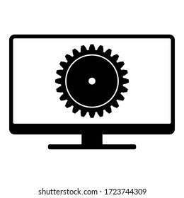 Engranaje y pantalla en blanco