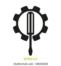 gear, screwdriver, icon, vector illustration eps10