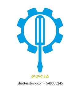 gear, screwdriver, icon, vector illustration eps10
