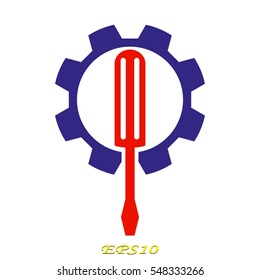 gear, screwdriver, icon, vector illustration eps10