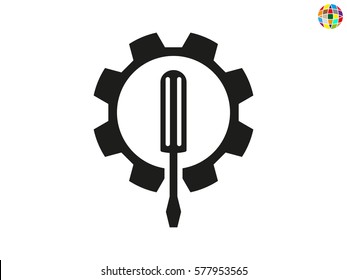 gear, screwdriver, icon, vector illustration eps10