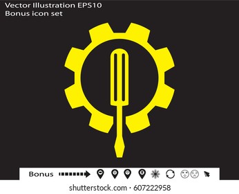 gear, screwdriver, icon, vector illustration eps10