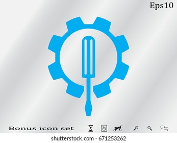 gear, screwdriver, icon, vector illustration eps10