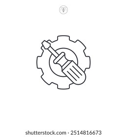 Gear with screwdriver, Service tool icon symbol vector illustration isolated on white background