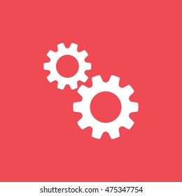 Gear SEO Flat Icon On Red Background