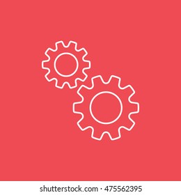 Gear SEO Flat Icon On Red Background