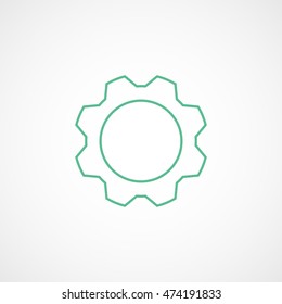 Gear SEO Green Line Icon On White Background