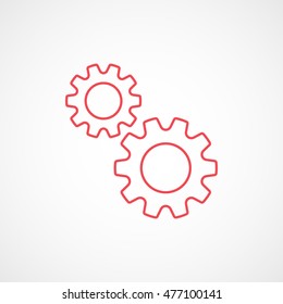 Gear SEO Red Line Icon On White Background