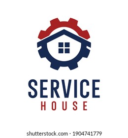 gear service home house logo design vector illustration