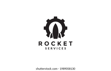 gear service with rocket logo vector symbol icon design graphic illustration
