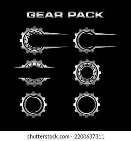 Gear set. Black gear wheel icons template	