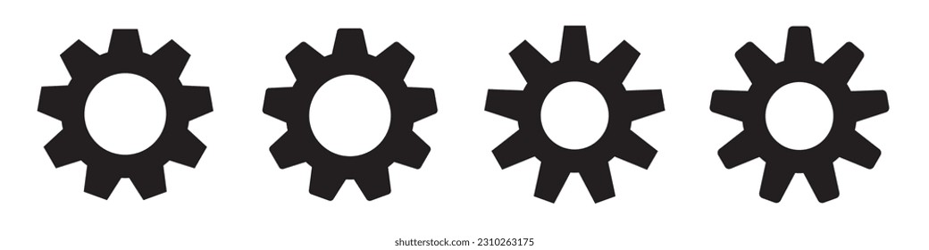 Gear set. Black gear wheel icons on white background - stock vector.EPS 10