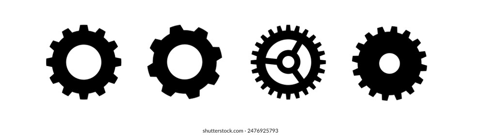 Juego de engranajes. Iconos de rueda dentada negra	