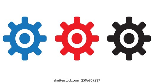 Gear set. Black gear wheel icons on white background . 1176