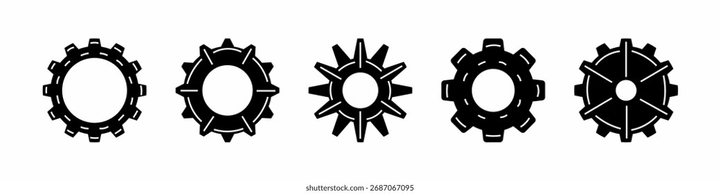 Getriebe. Sammlung von Zahnrädern Symbol Vektor. Stock-Vektor.