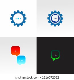Conjunto de engranajes de la plantilla de diseños de logotipo de la función de lanzamiento de la consulta, vector de colección de logotipos de chat