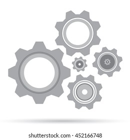 Gear set design on white background. Grey gear.