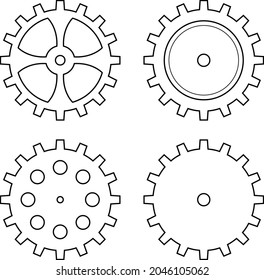 Engranaje. Un conjunto de velocidades diferentes. Dibujo de esquema