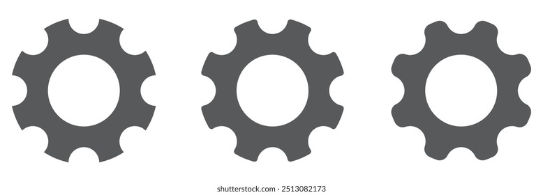 Gear set. Gear icon. Setting icon. Gray gear wheel icons on white background.