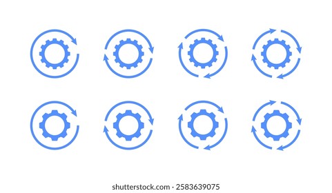 Gear set icons. Settings icons. Flat style. Vector icons.