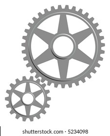  Gear set on the white background.
