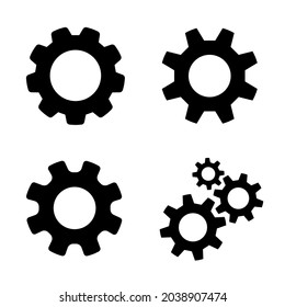 Gear set. Setting gears icon. Cogwheel group. Gear design collection. Black gear wheel icons on white background - stock vector.