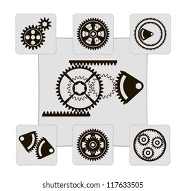 gear. set of vector designs on a gray background