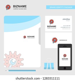 Gear setting  Business Logo, File Cover Visiting Card and Mobile App Design. Vector Illustration