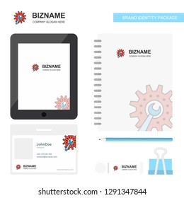 Gear setting  Business Logo, Tab App, Diary PVC Employee Card and USB Brand Stationary Package Design Vector Template