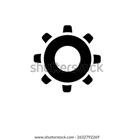 Gear, Setting Cog, Cogwheel or Gearwheel Solid Flat Vector Icon Isolated on White Background.