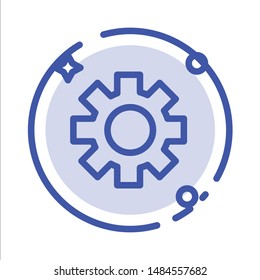 Gear, Setting, Cogs Blue Dotted Line Line Icon. Vector Icon Template background