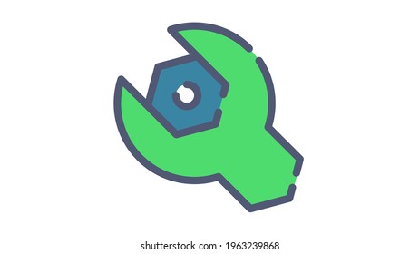 gear setting configuration single isolated icon with single isolated icon with flat dash or dashed style