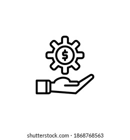 gear, setting, dollar, coin icon or logo illustration vector line style.