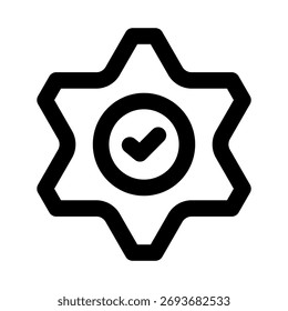 Gear Setting flat minimal outline icon representing configuration, tools, and modern system control design