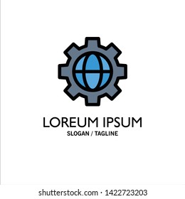 Gear, Setting, Globe Business Logo Template. Flat Color