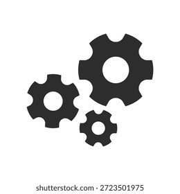 Ícone de glifo de configuração da engrenagem para configuração do sistema, preferências e design da interface do usuário.