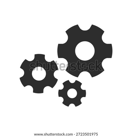 Gear setting glyph icon for system configuration, preferences, and user interface design.