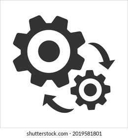Gear, setting icon. Black vector graphics.