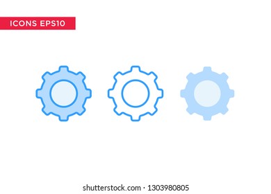 gear, setting icon in line, outline, filled outline and flat design style isolated on white background. vector eps10