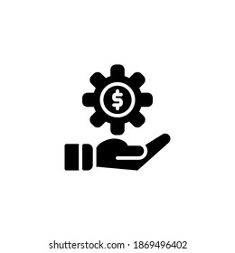 Engranaje, ajuste de la ilustración de icono o logotipo color negro estilo glifo.