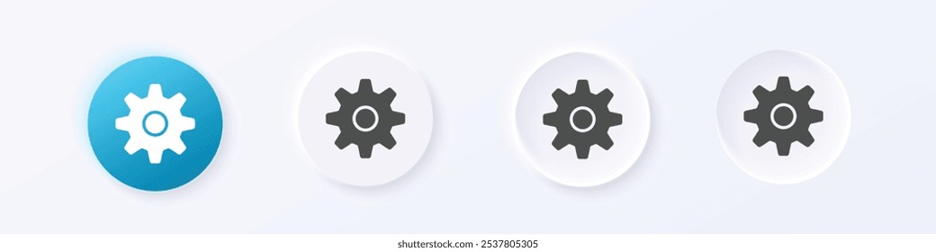 Ícone de engrenagem e ajuste. Vetor de design de botão estilo redondo neumorfismo