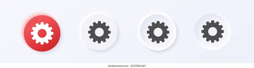 Gear and setting icon. Neumorphism round style button design vector