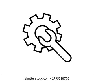 Gear setting icon outline and linear vector.